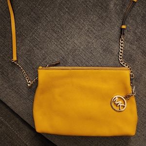 Michael Kors Yellow Crossbody Pebbled Leather Purse